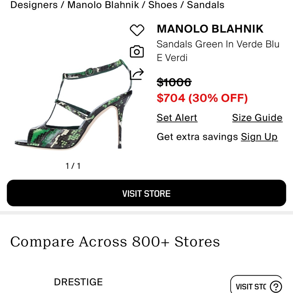 Manolo Blahnik Green python leather Sandals - Picture 2 of 16